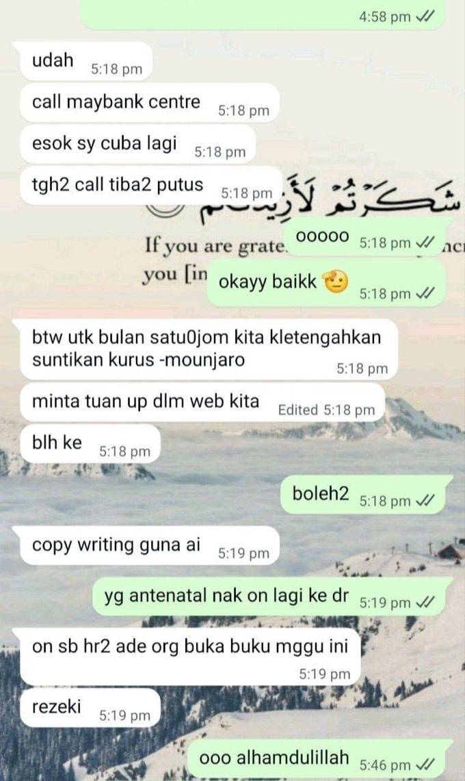 Client WhatsApp conversation