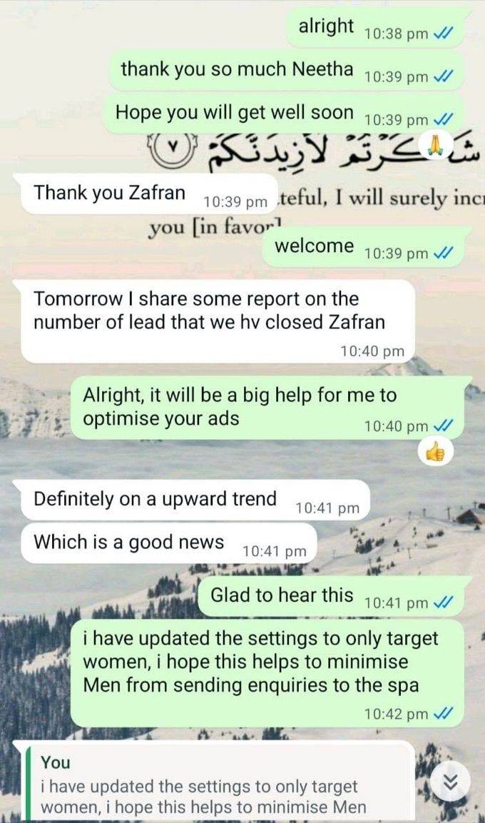 Client WhatsApp conversation