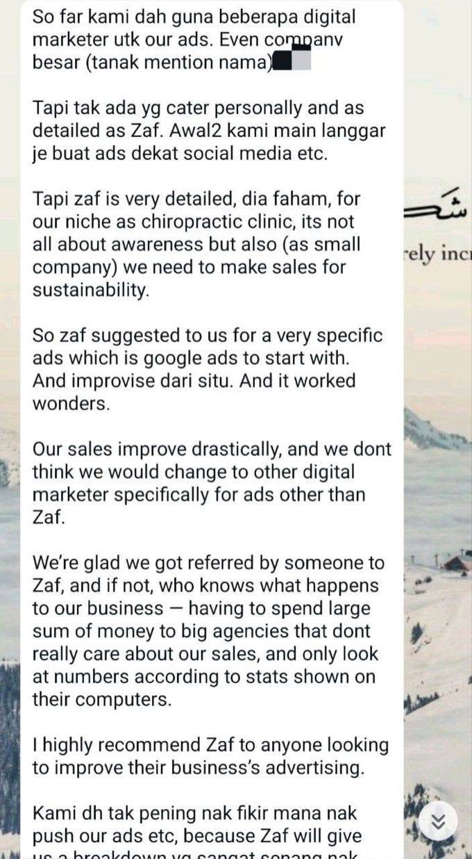 Client WhatsApp conversation