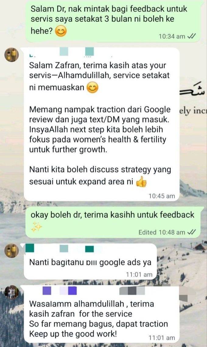 Client WhatsApp conversation